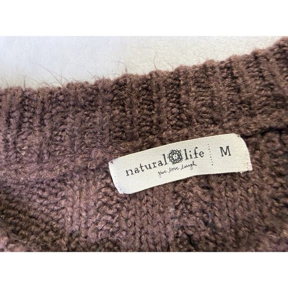 Natural Life Sweater Women’s Sz M Relaxed Oversized Cable Knit Fisherman cotton - Picture 3 of 7